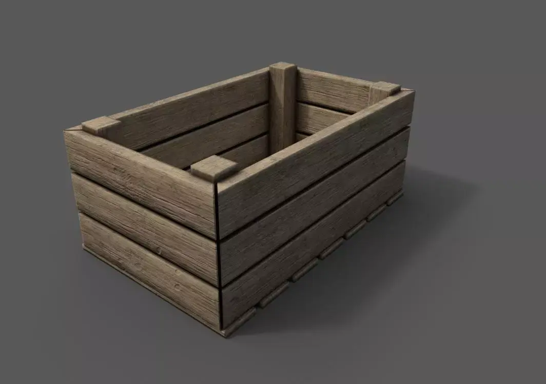Wooden crate Low-poly 3D model 8