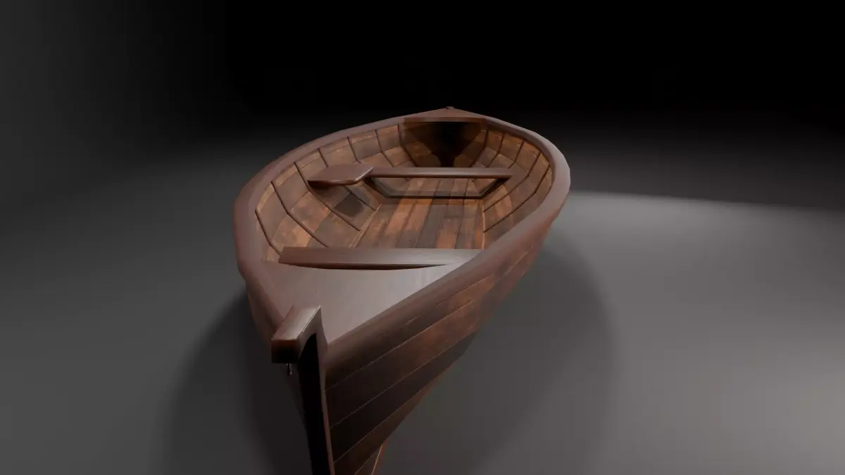 Wooden Longboat Low-poly 3D model