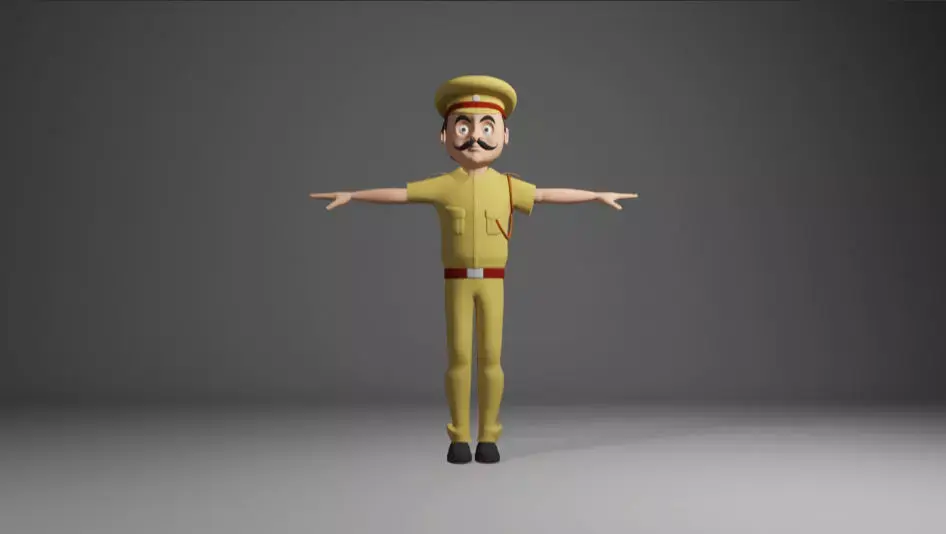 Indian Police man  Low-poly 3D model