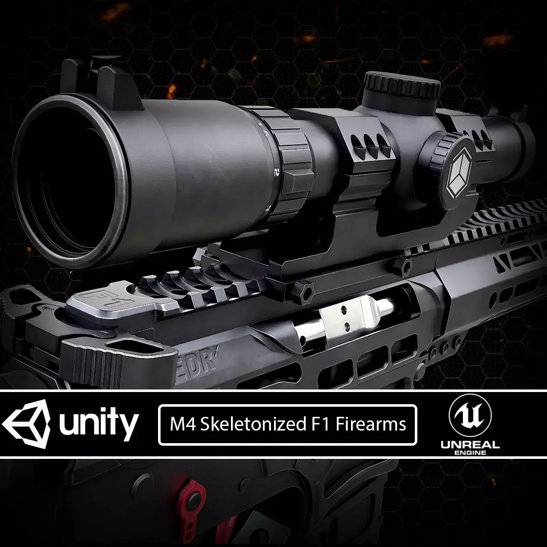 M4 Skeletonized F1 Firearms Low-poly 3D model