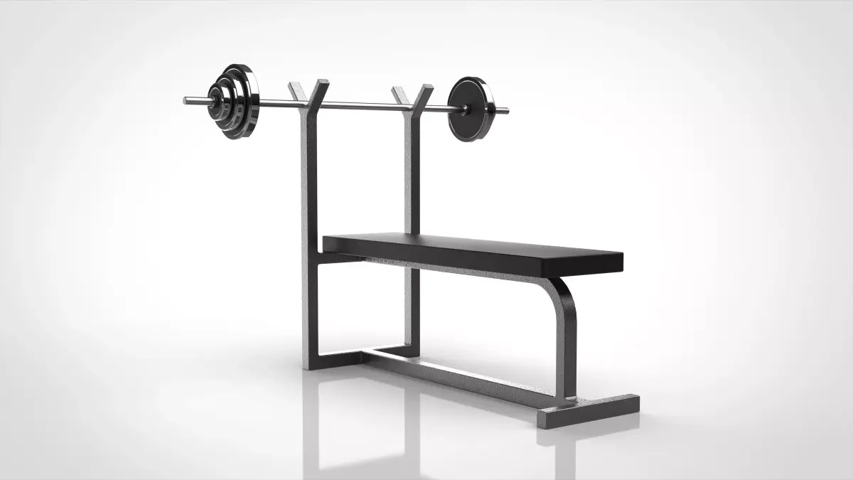 barbell and bench 3D model