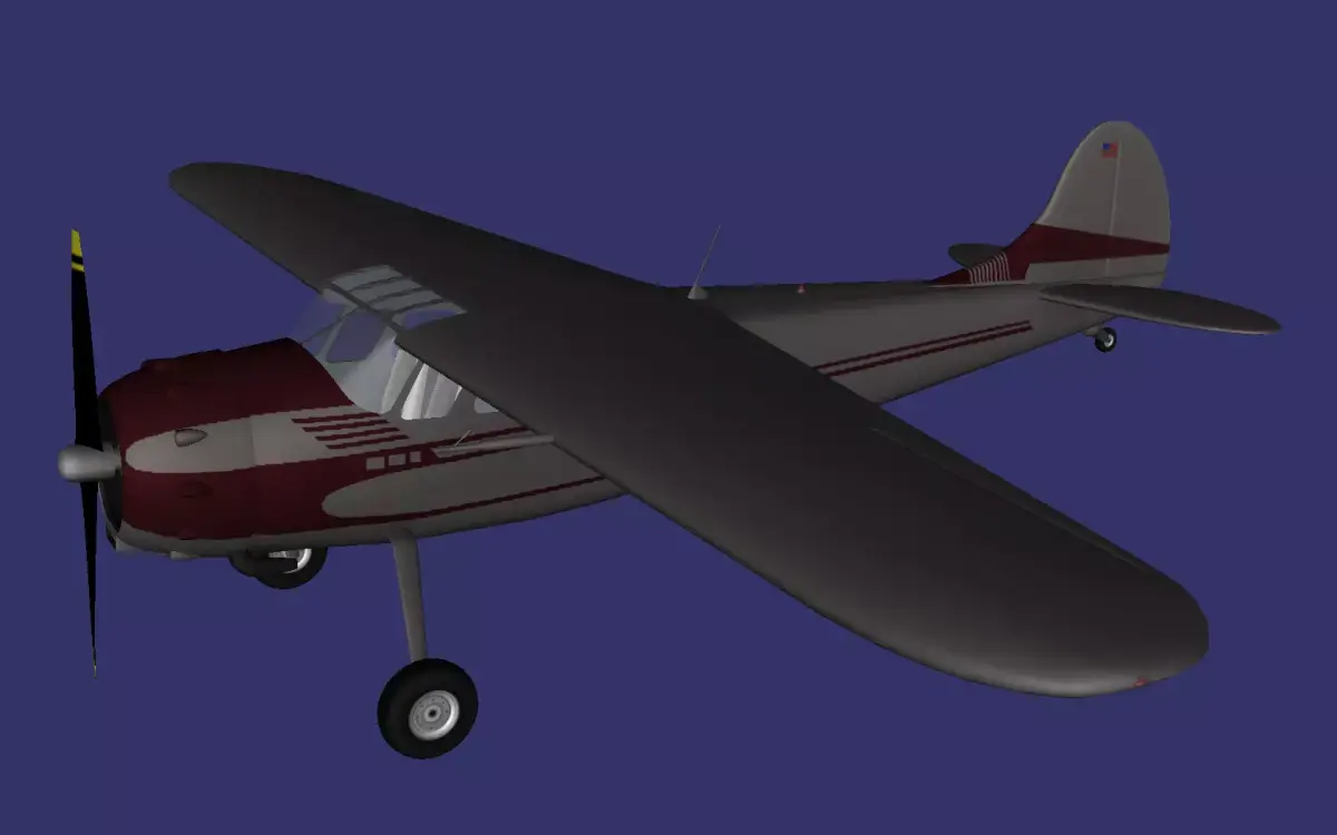 Cessna 195 Businessliner wheels version Low-poly 3D model