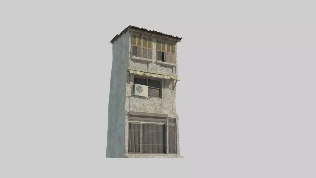 Shantytown buildings with corrugated iron roofs 3D model