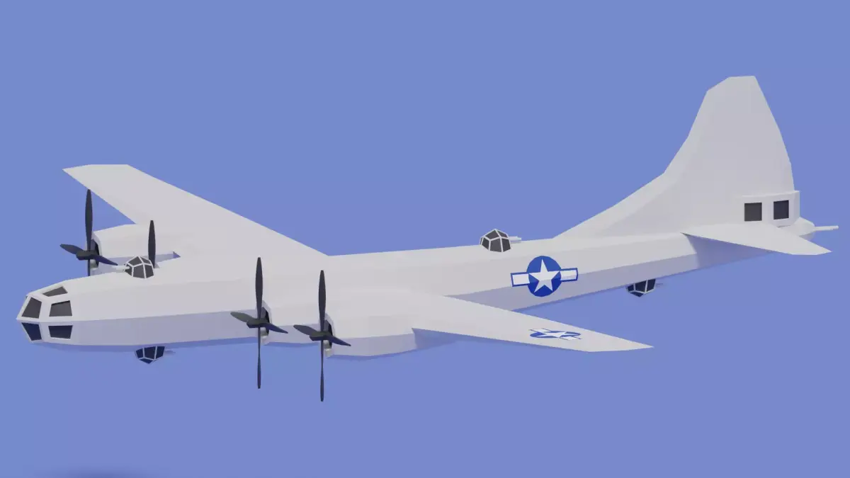 Boeing B-29 Superfortress Bomber Low-poly 3D model