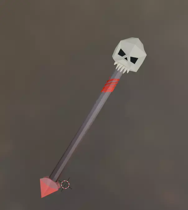 Low Poly Stylized Magic Staff with Skull and Red Cloth Wrap Low-poly 3D model