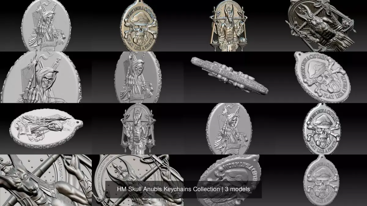 HM Skull Anubis Keychains Collection 3D Model Pack