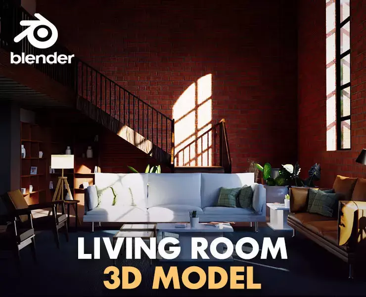 industrial living room 3D model purchase