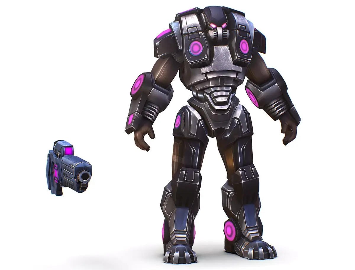 Cartoon Sci-Fi Cyborg Drone Heavy Trooper Bandit Low-poly 3D model
