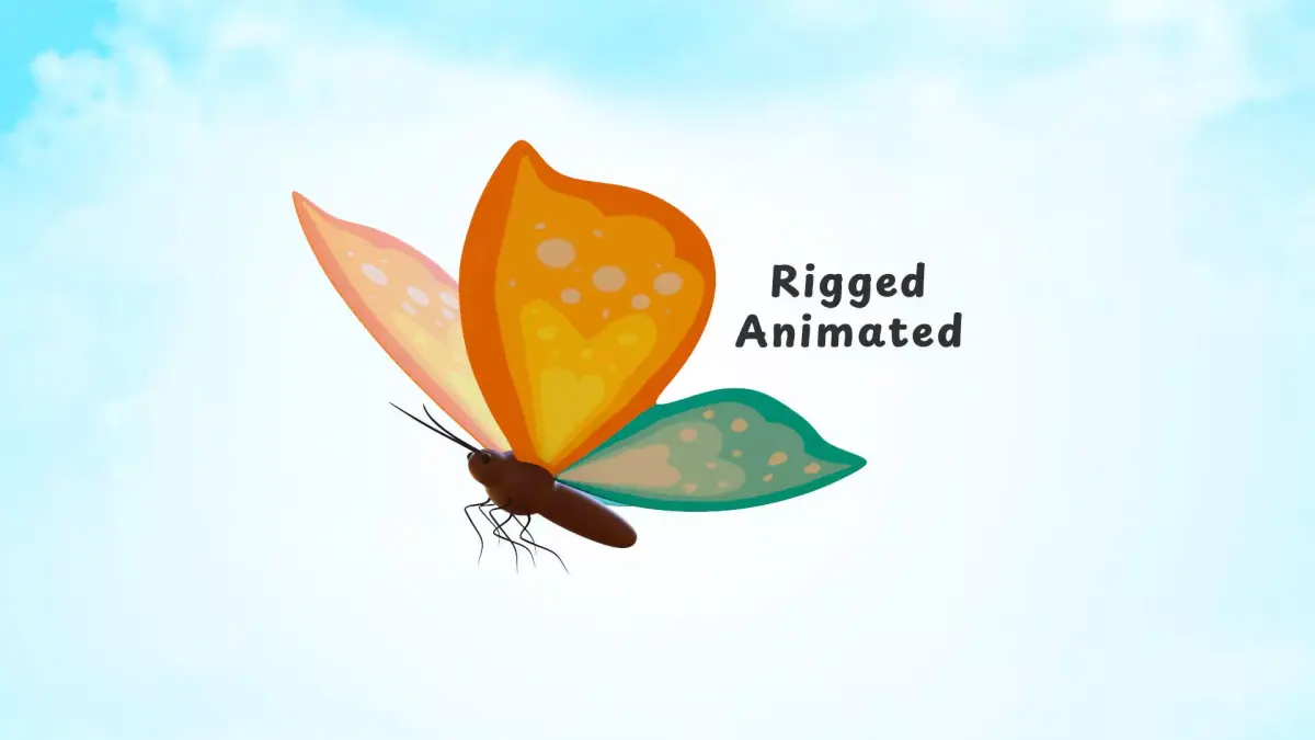 Butterfly Wing Flapping 1 Animated  Low-poly 3D model