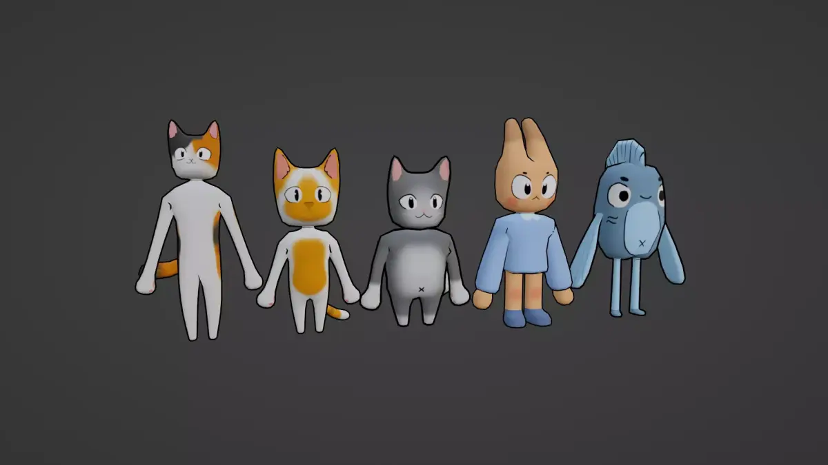 PACK OF 5 ANIMATED AND TEXTURED CHARACTERS Low-poly 3D model
