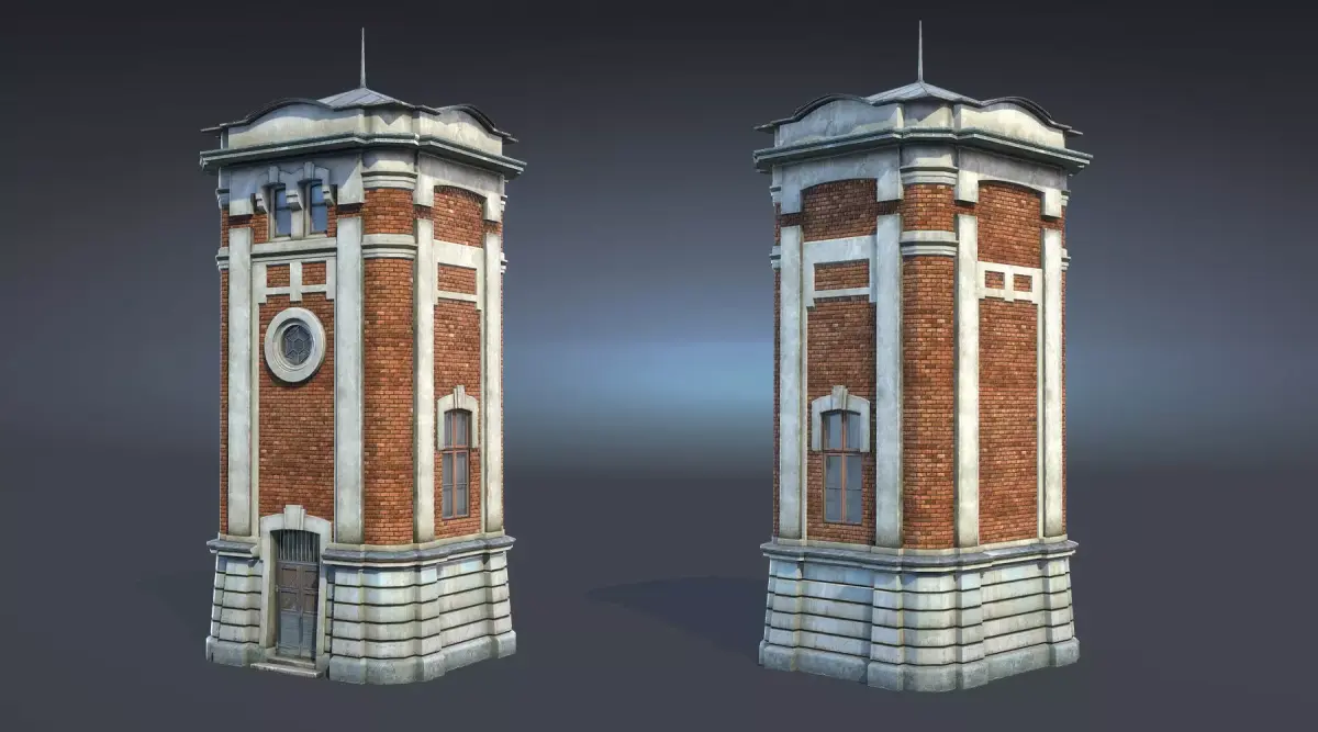 Water Tower 01 Low-poly 3D model