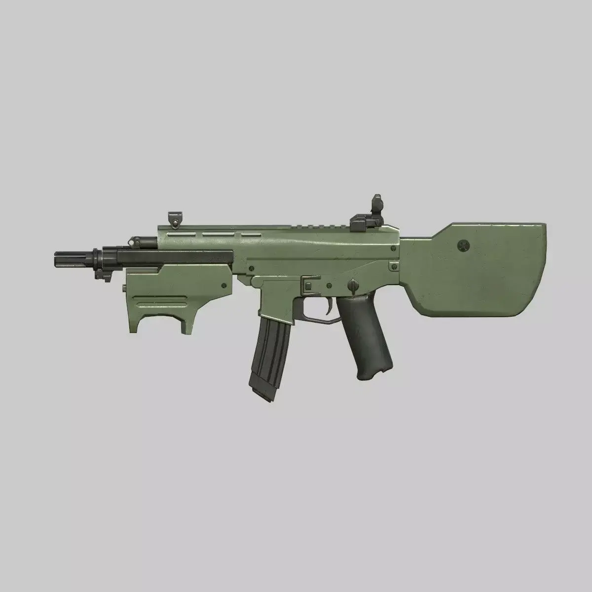 Assault rifle Low-poly 3D model 5