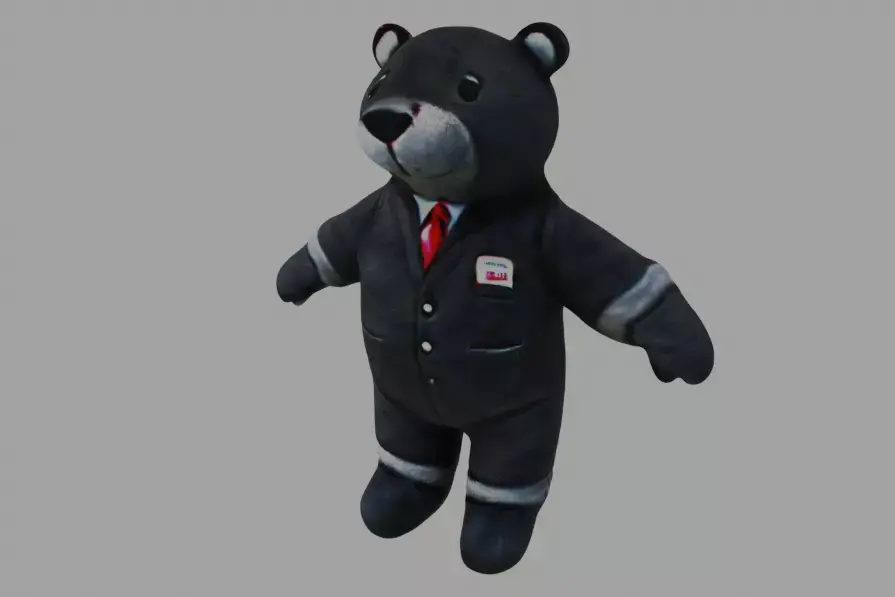 Grey Tedy Bear wearing work Suit Toy Low-poly 3D model