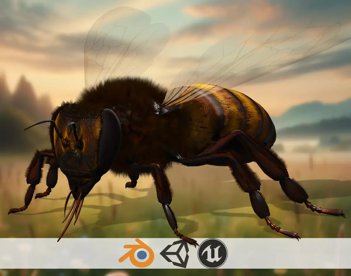 Honey Navigator Realistic Bee Low-poly 3D model