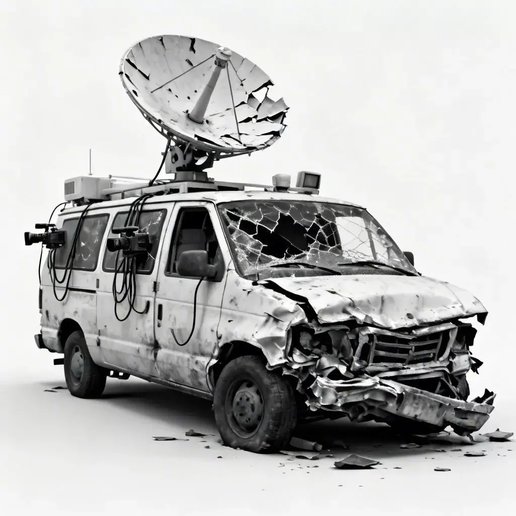 Breaking News Wrecked TV Van 3D Model Low-poly 3D model