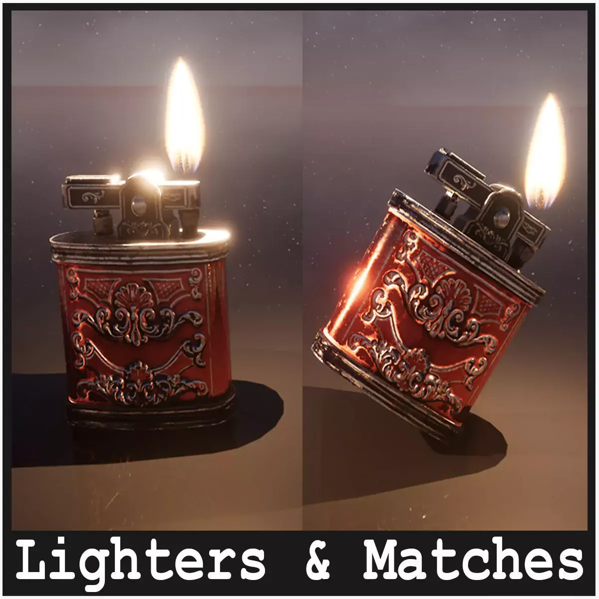 Lighters And Matches 10 Variations Low-poly 3D model