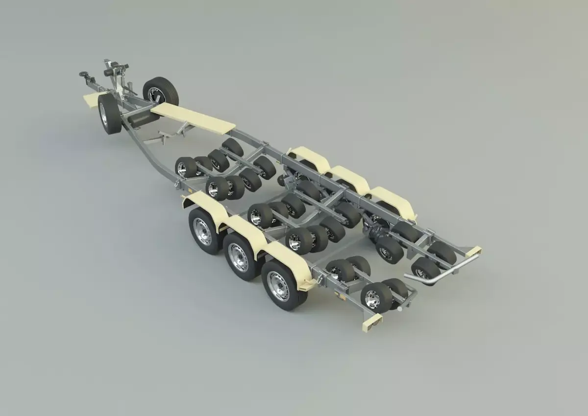 tri axle boat trailer model 3D model