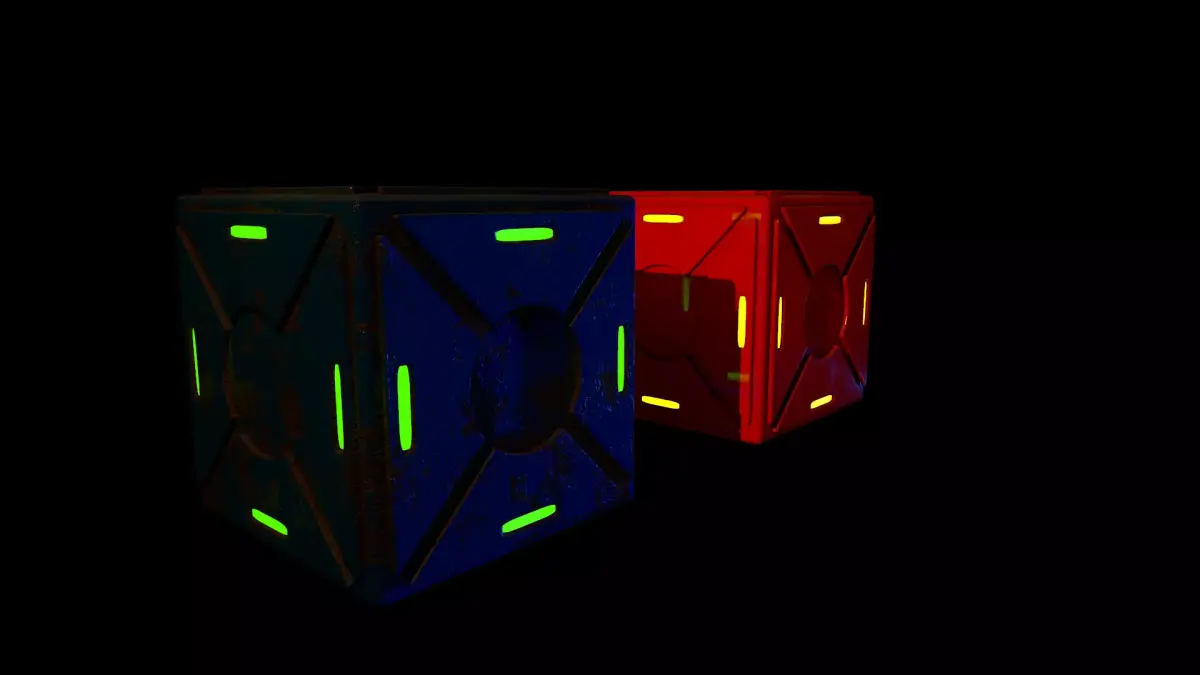 Sci-Fi small box Low-poly 3D model
