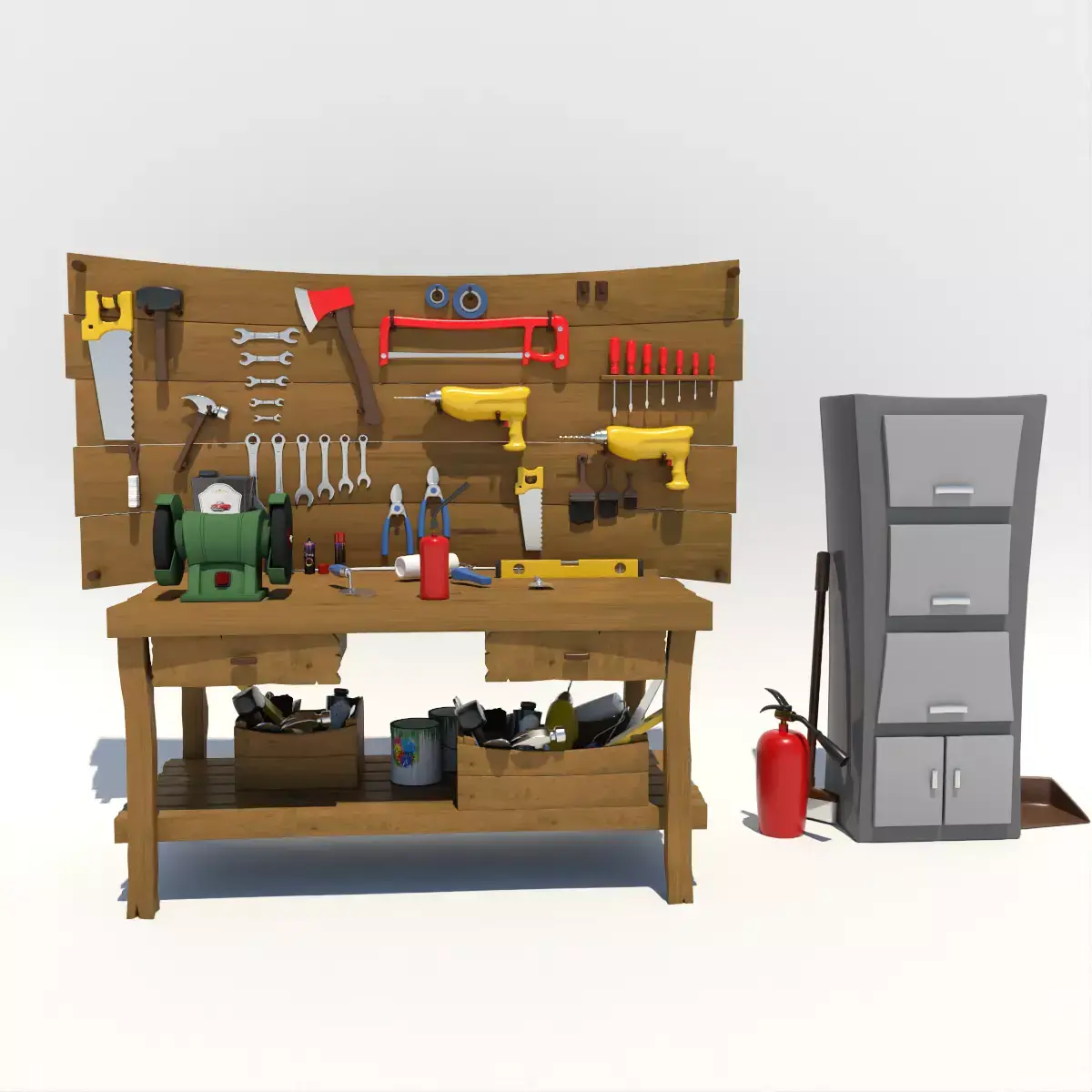 Cartoon Hand Tool Set 3D model