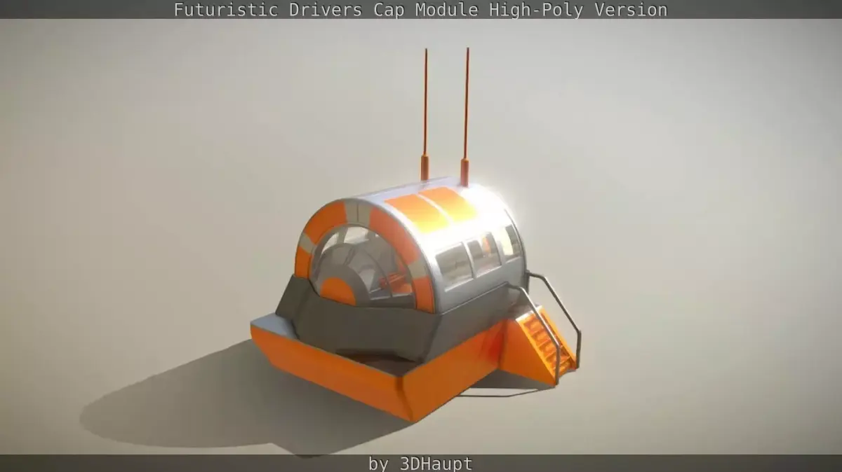 Futuristic Drivers Cap Module High-Poly 3D model