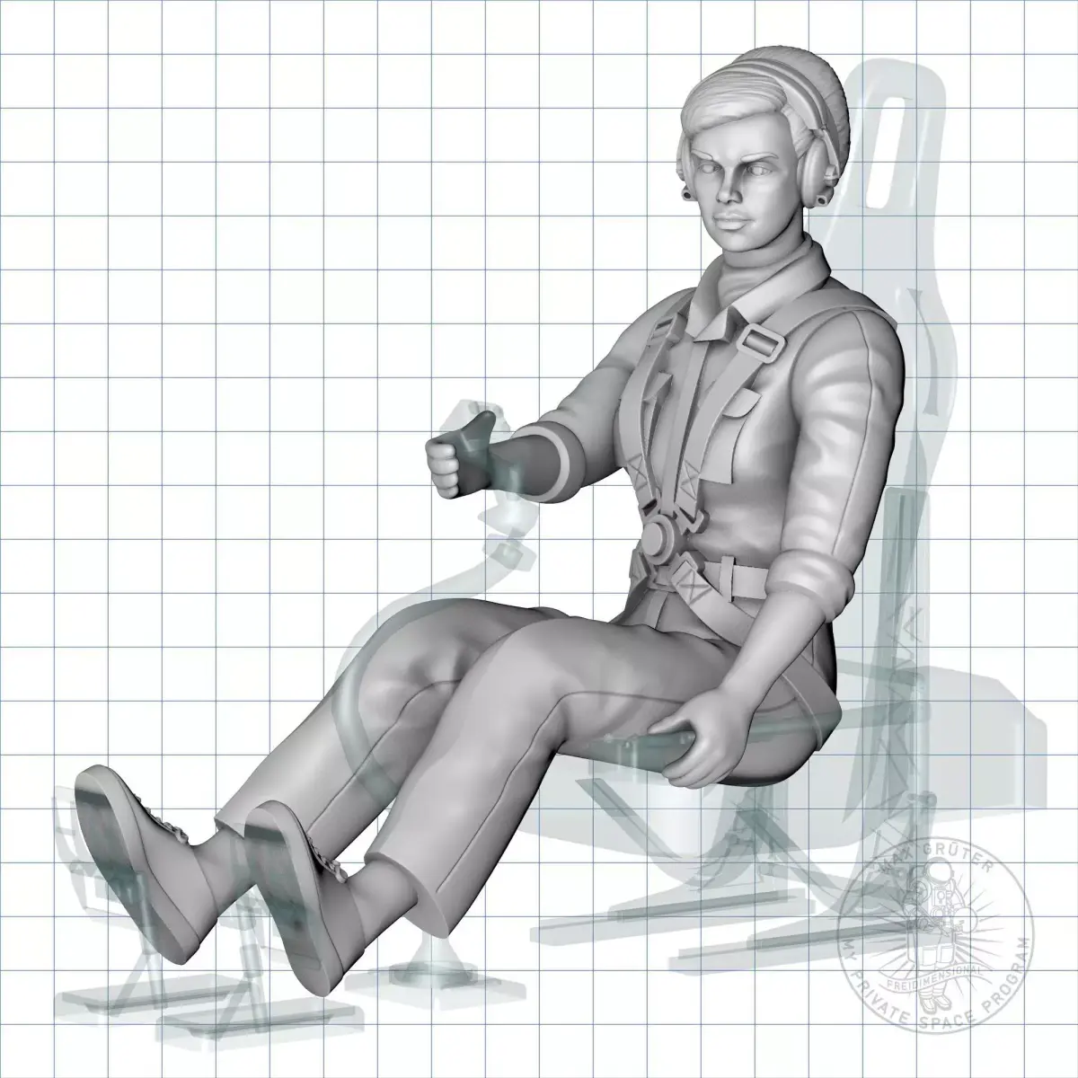 Female Helicopter Pilot 3D print model