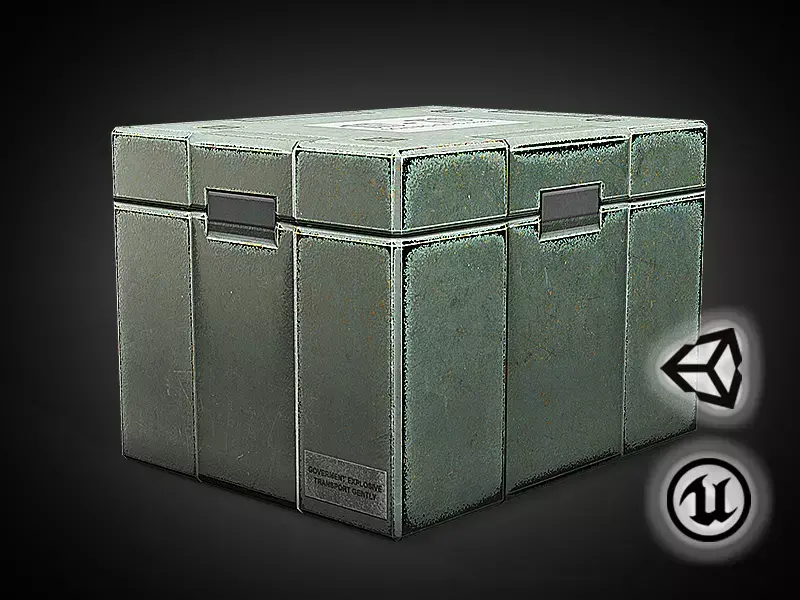 Sci-fi-military-crate   - 3D VR  AR  game ready  Low-poly 3D model