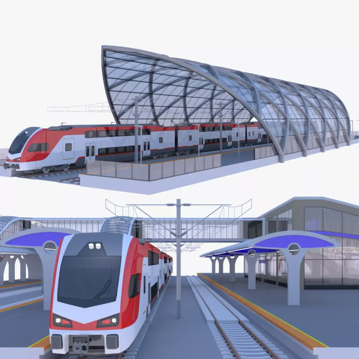 Stations with Stadler Kiss train 3D Model Pack purchase