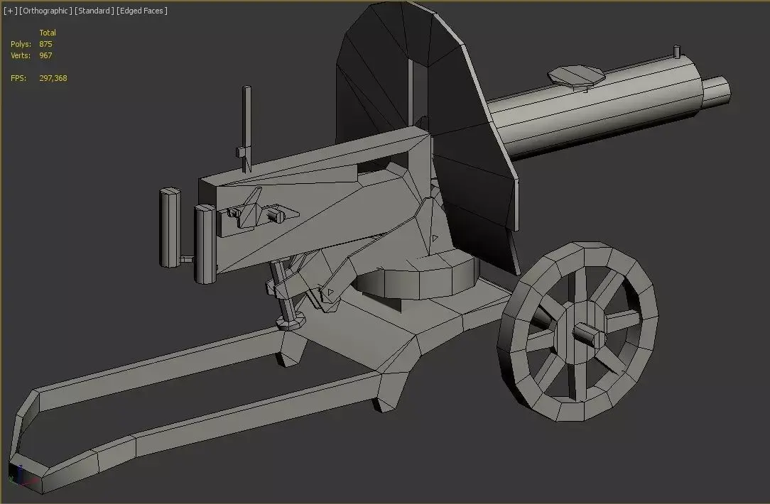 Machine gun Maxim Low-poly 3D model
