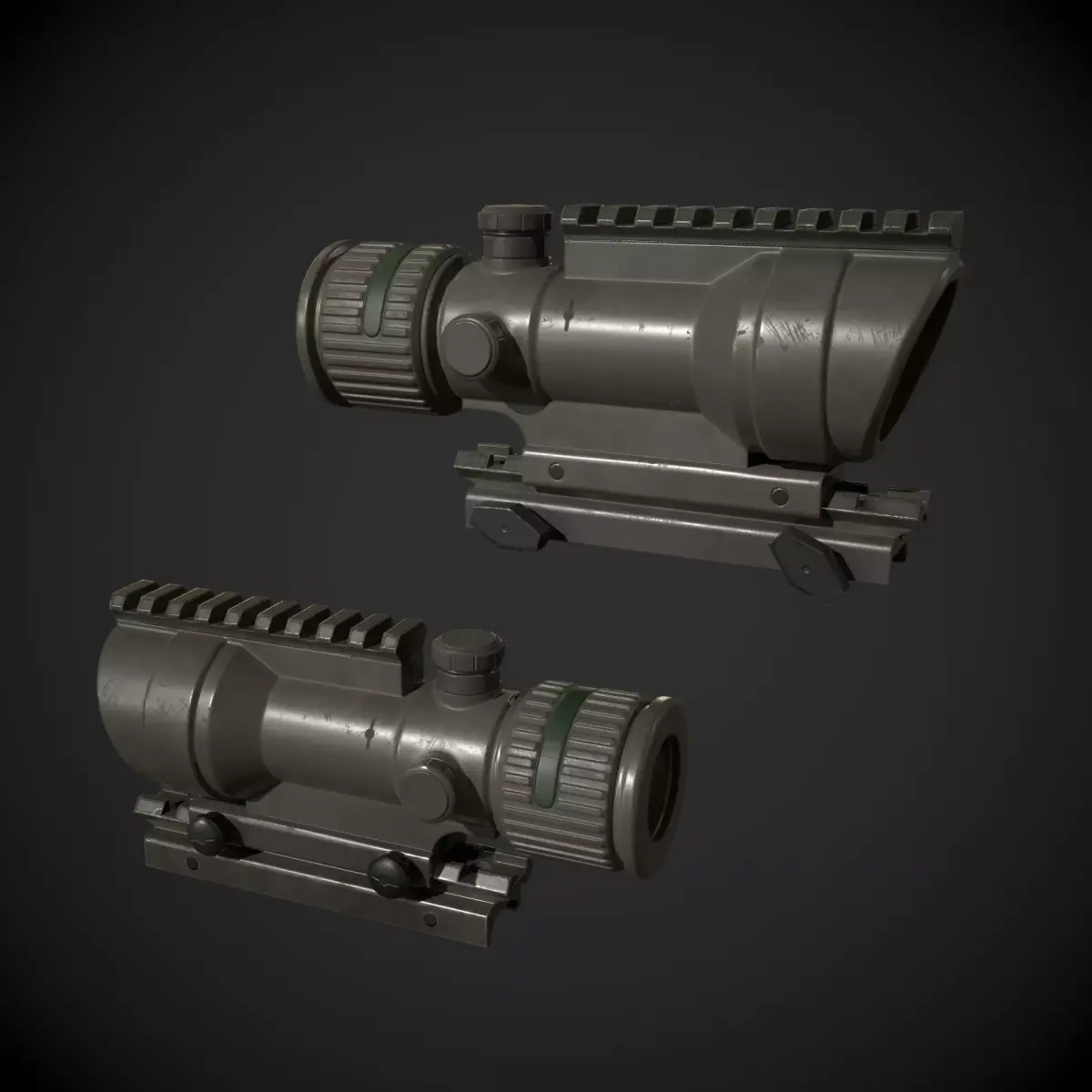 ACOG Rifle Scope Low-poly 3D model