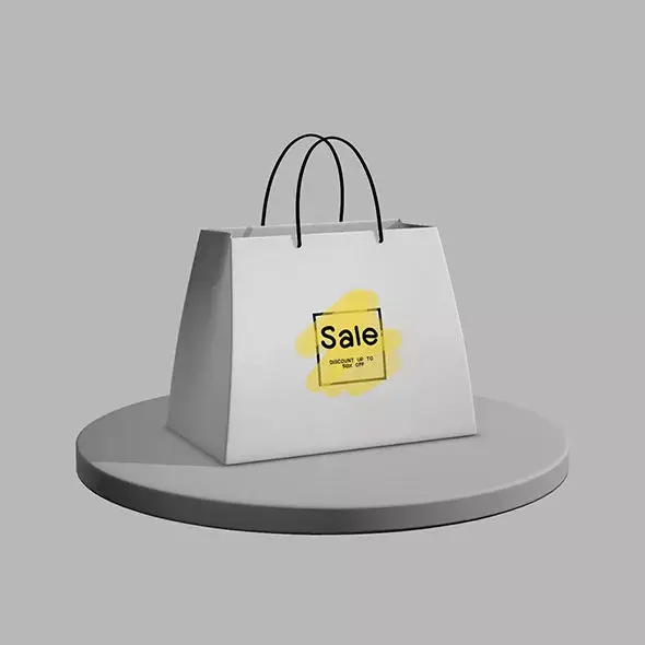 Shopping bag setup and texture Low-poly 3D model