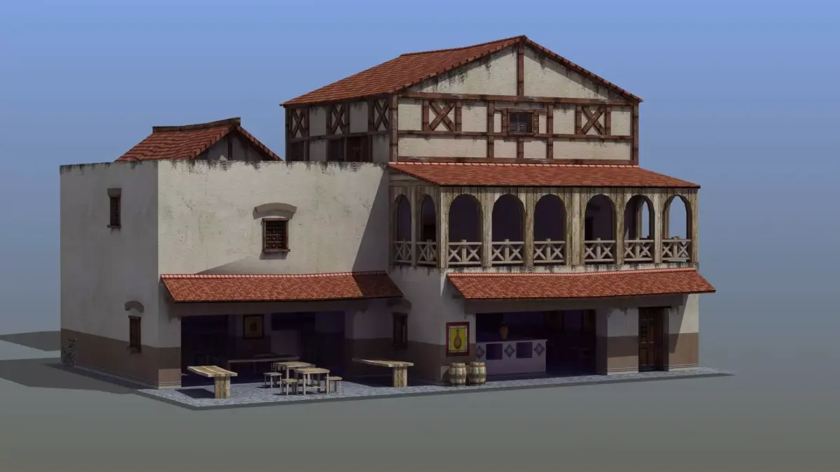 FRP Tavern Low-poly 3D model