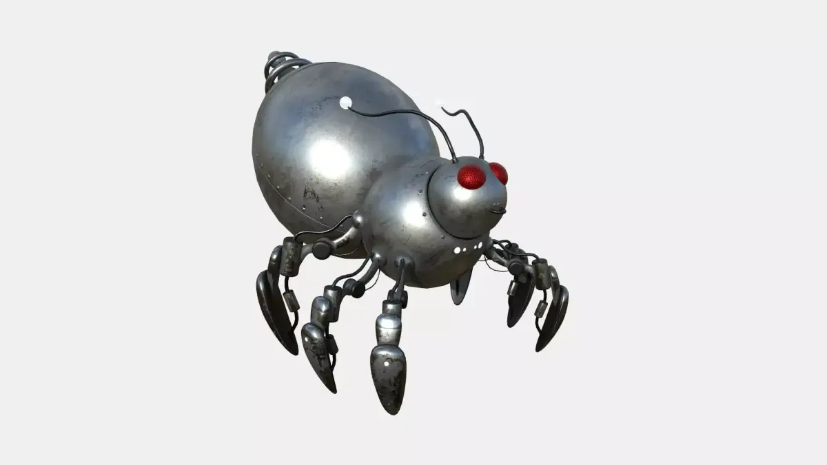 Cute Robot E10 Steel Dark - SciFi Character Design Low-poly 3D model