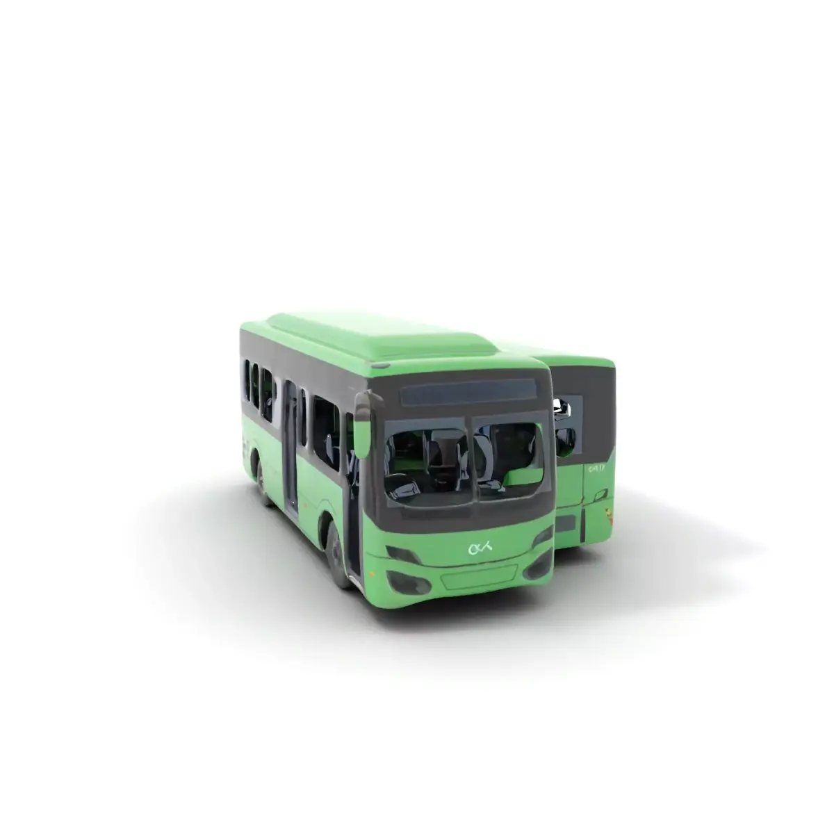 Green Electric Bus model pack Low-poly 3D model