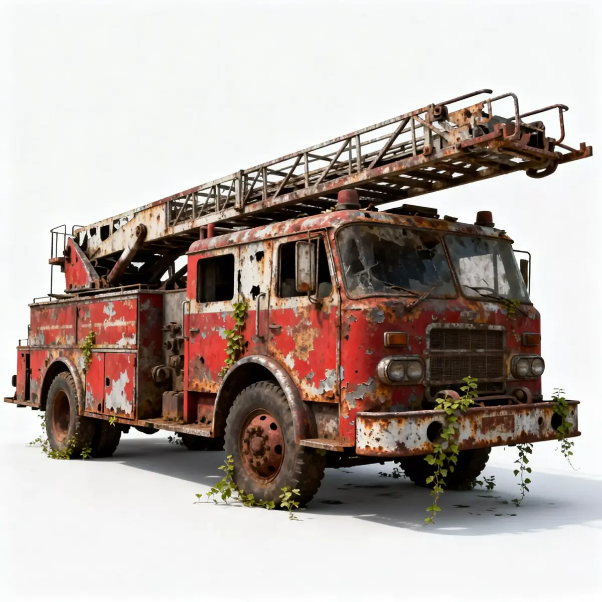 Inferno End Abandoned Fire Truck 3D Model Low-poly 3D model