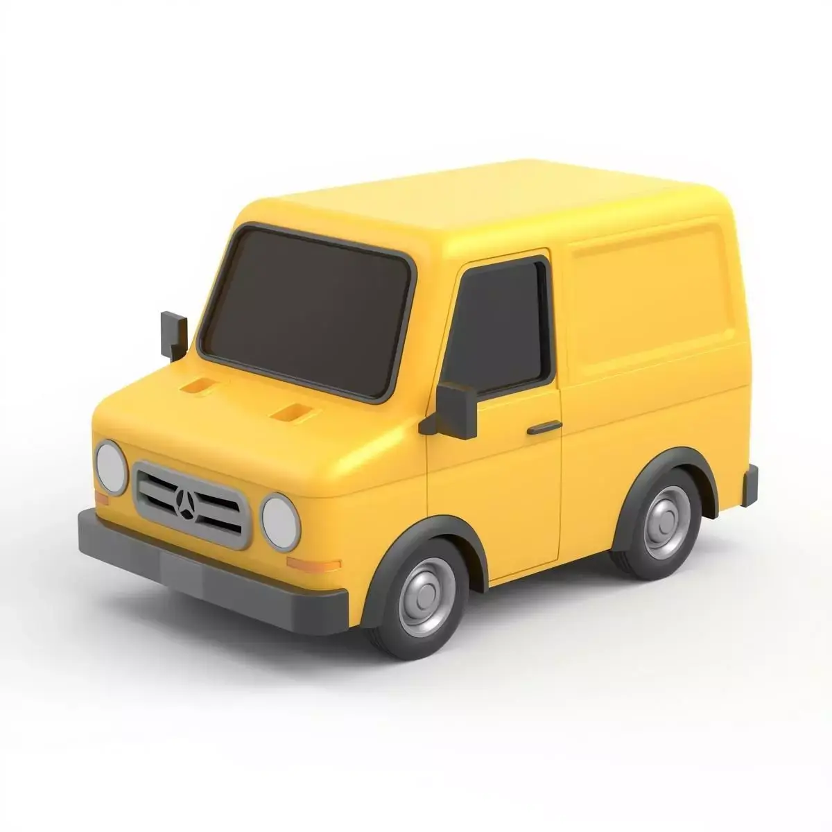 Yellow Cartoon Delivery Van 3D Model Low-poly 3D model