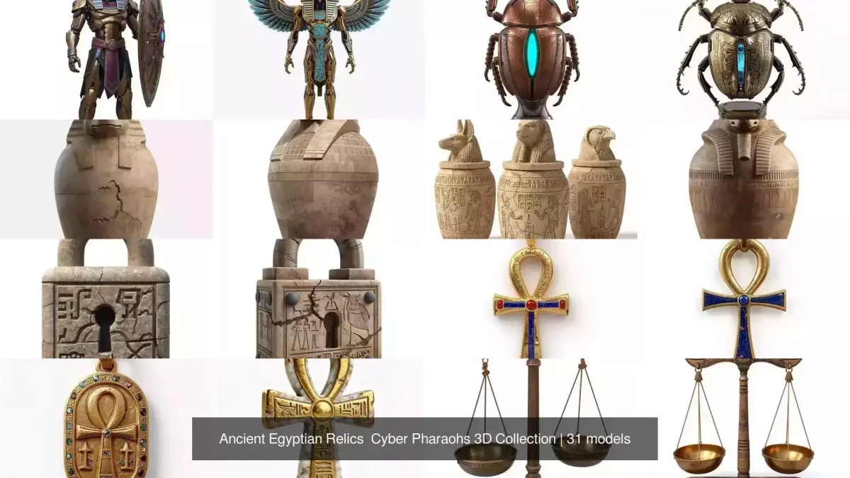 Ancient Egyptian Relics  Cyber Pharaohs 3D Collection 3D Model Pack