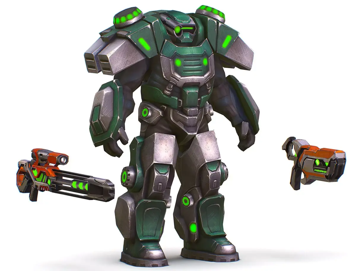 Cartoon Sci-Fi Cyborg Drone Sniper Soldier Low-poly 3D model order