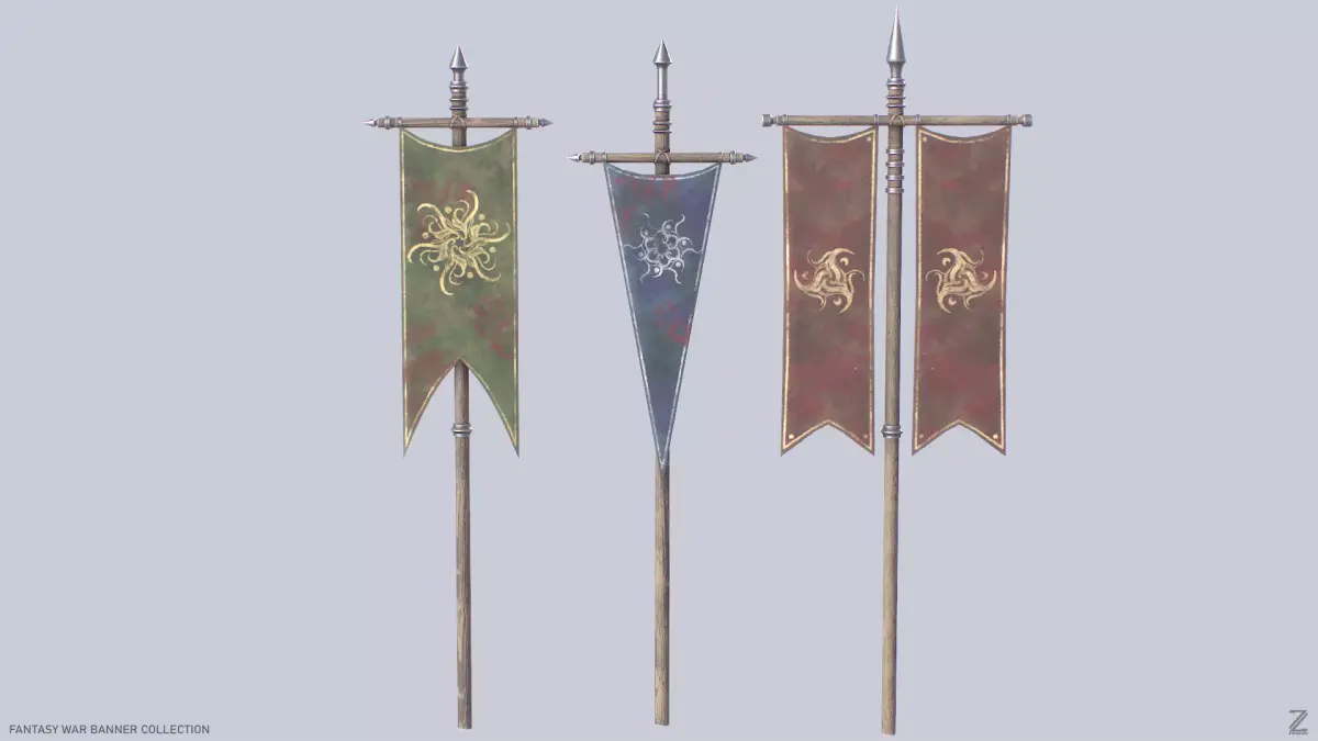 Fantasy war banner collection 3D Model Pack purchase