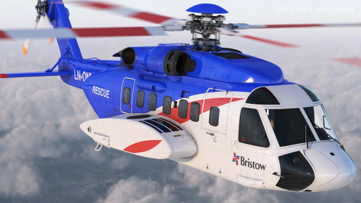 Sikorsky S-92 Civil Helicopter Rigged 3D model