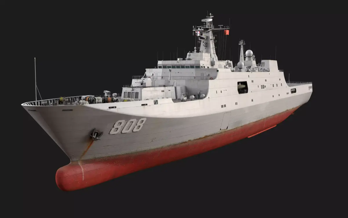 Type Yuzhao class Landing Ship Dock GameReady PBR Low-poly 3D model