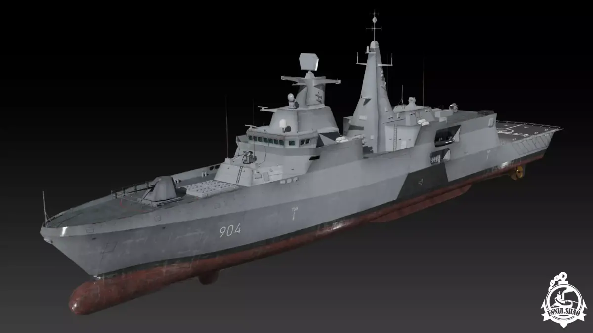 Egyptian navy Al-Aziz class frigate game-ready Low-poly 3D model