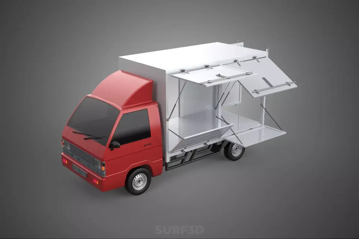 EMPTY SHIPMENT CUBE VAN BOX TRUCK PICKUP VEHICLE TRANSPORT CAR 3D model