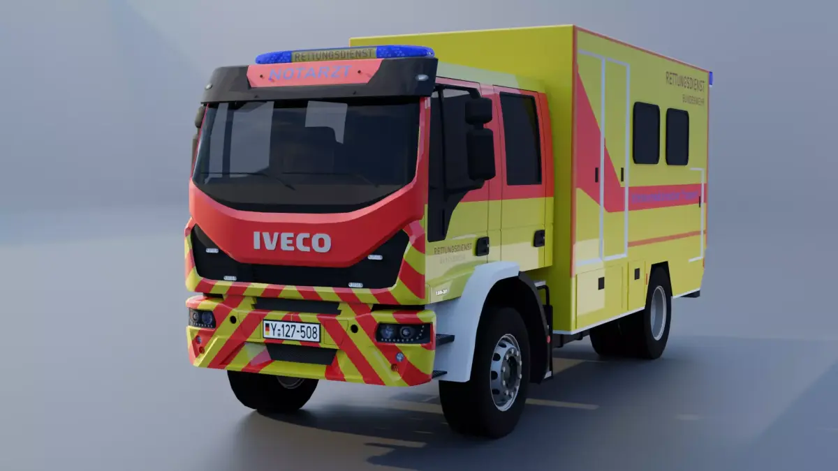 Iveco Eurocargo Rettungsdienst Low-poly 3D model