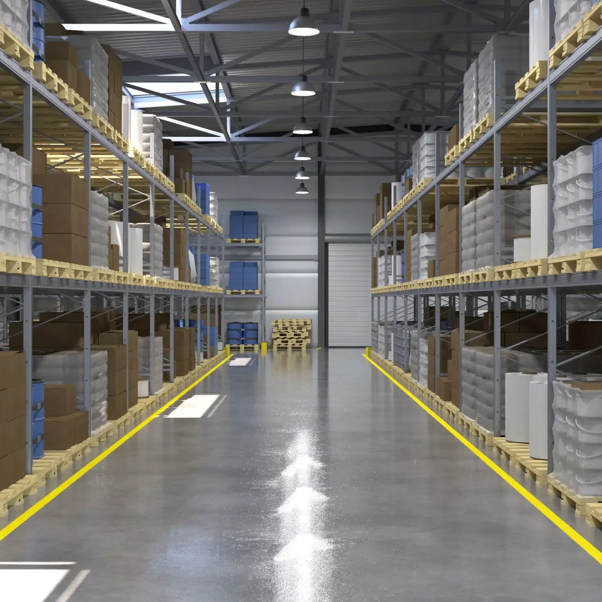 Warehouse 1 with shelves and boxes 3D model