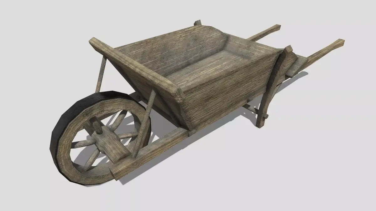 Wheel barrow Low-poly 3D model 2