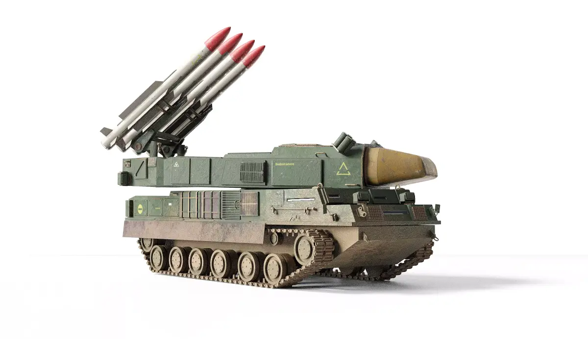 SA-11 soviet surface to air missile system Low-poly 3D model