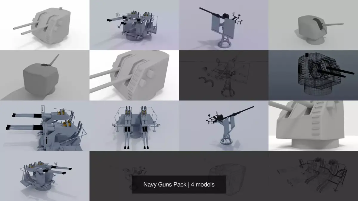 Navy Guns Pack 3D Model Collection