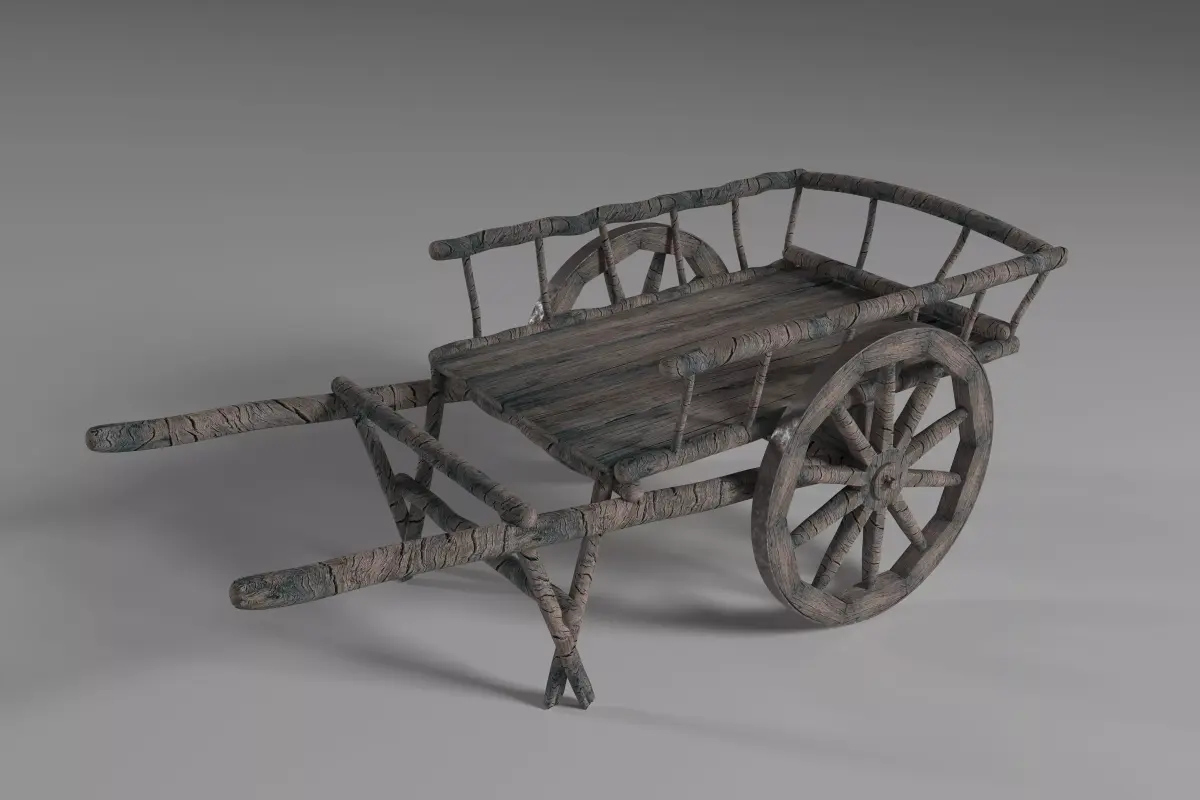 Ancient Wooden Cart Low-poly 3D model