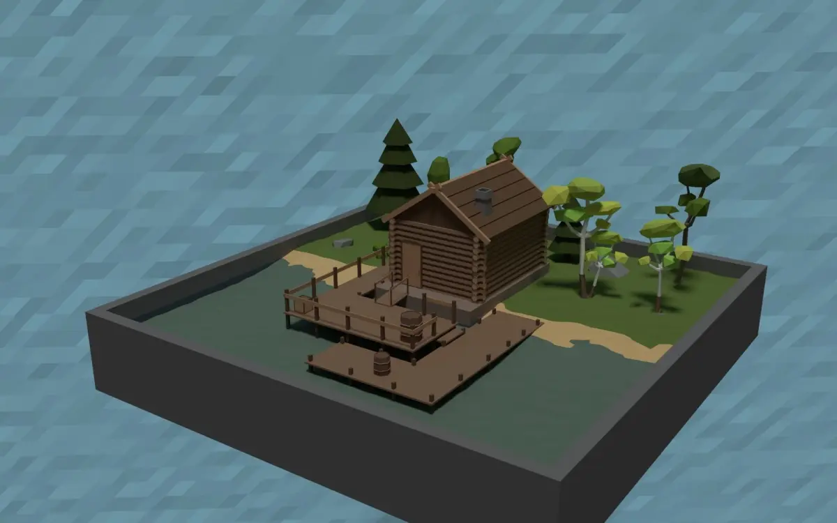 LowPoly Fishermans Hut Low-poly 3D model