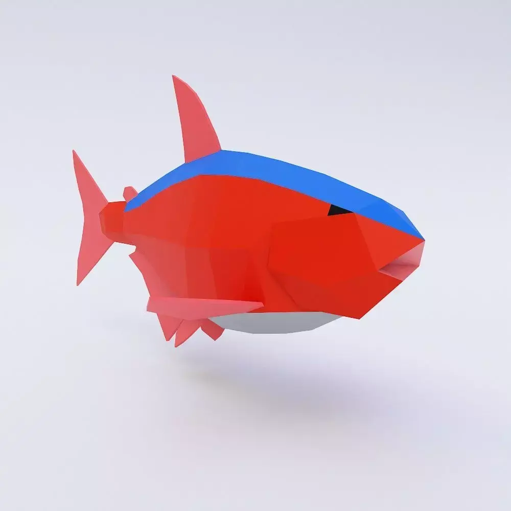 Neon tetra fish low poly 3d model  Low-poly 3D model